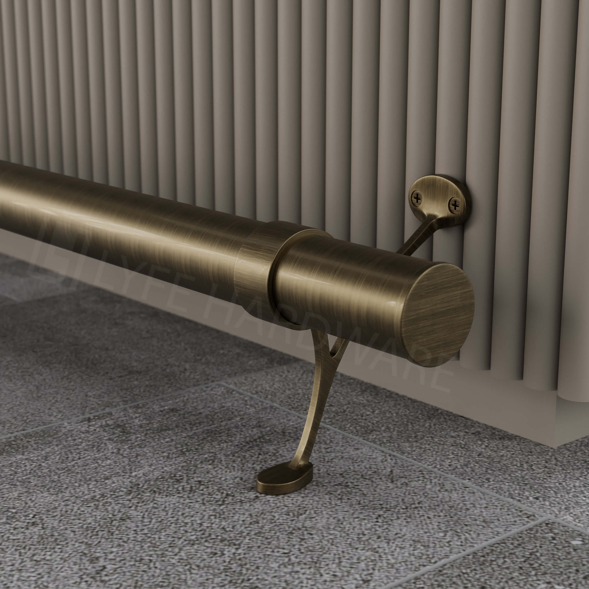 Custom Antique Brass Bar Foot Rail Kit