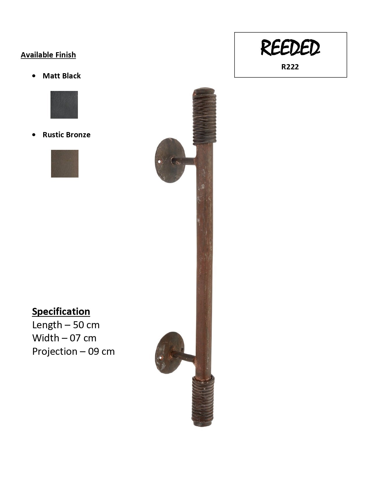 Reeded- Iron Door Pull Handle