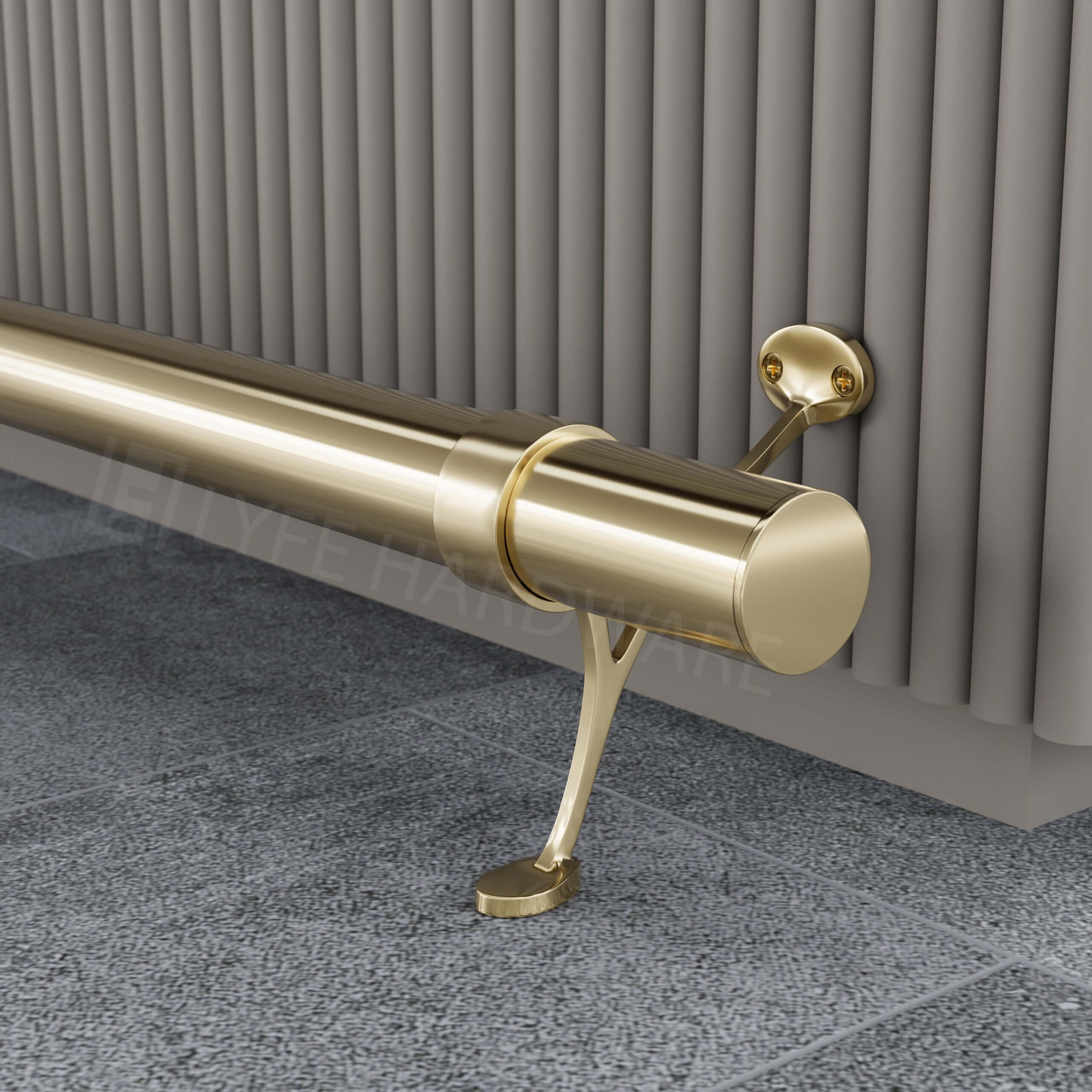 Custom Polished Brass Bar Foot Rail Kit