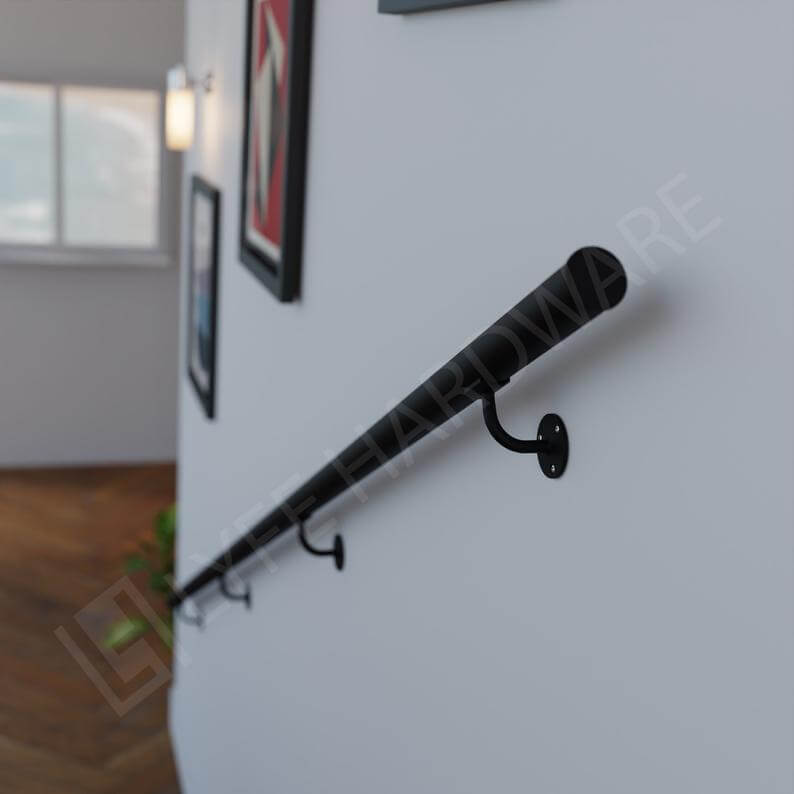 Custom Matte Black Handrail Kit (with End Caps)