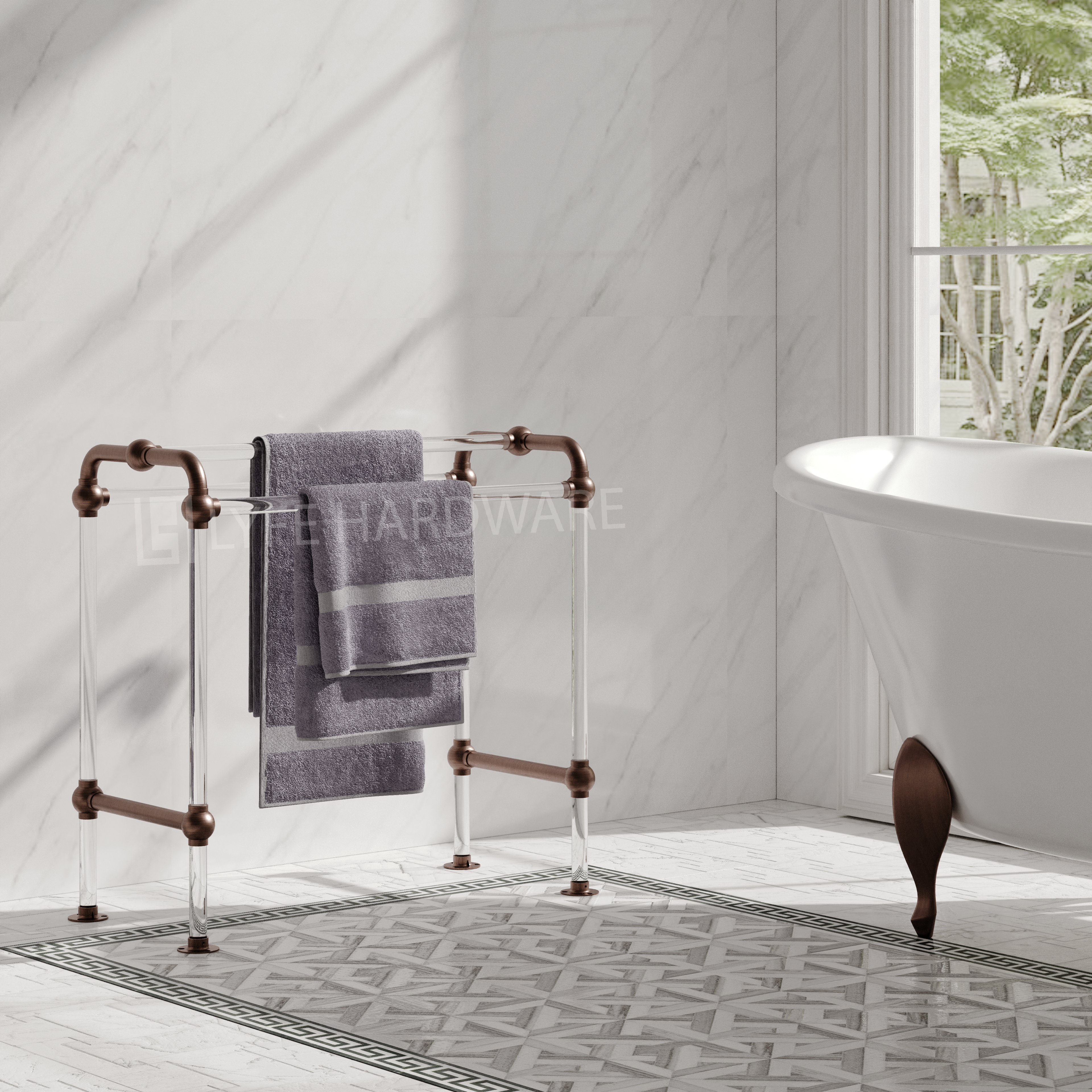 Acrylic Lucite Standing Towel Rack