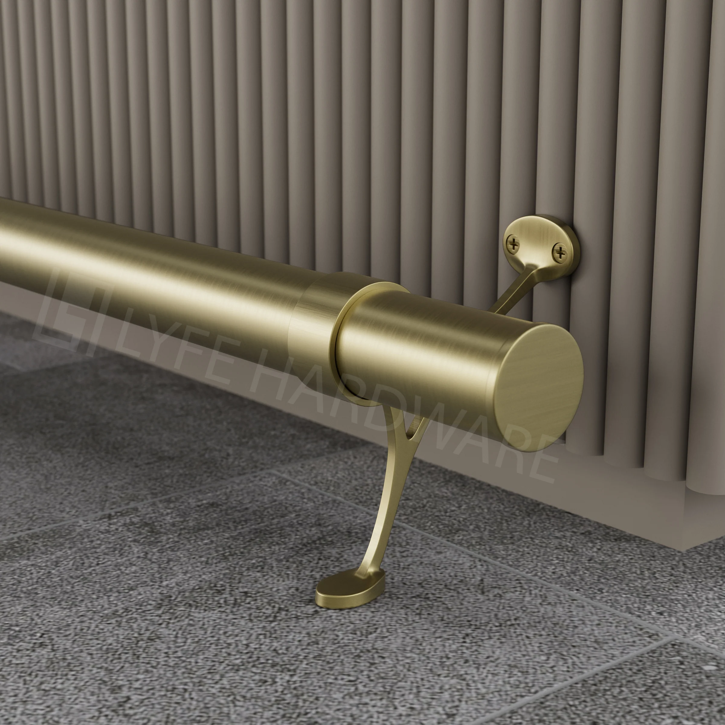 Custom Satin Brass Bar Foot Rail Kit