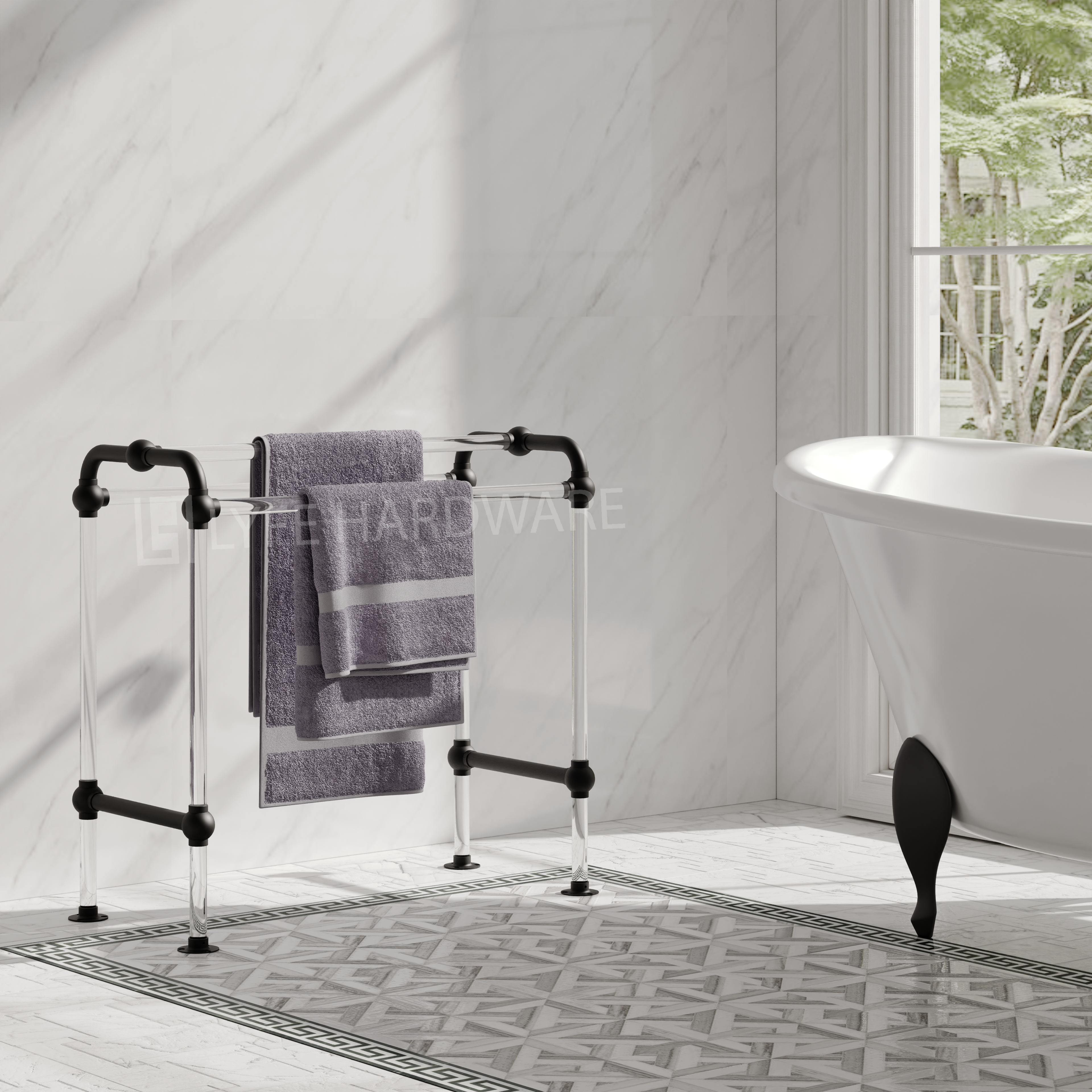 Acrylic Lucite Standing Towel Rack