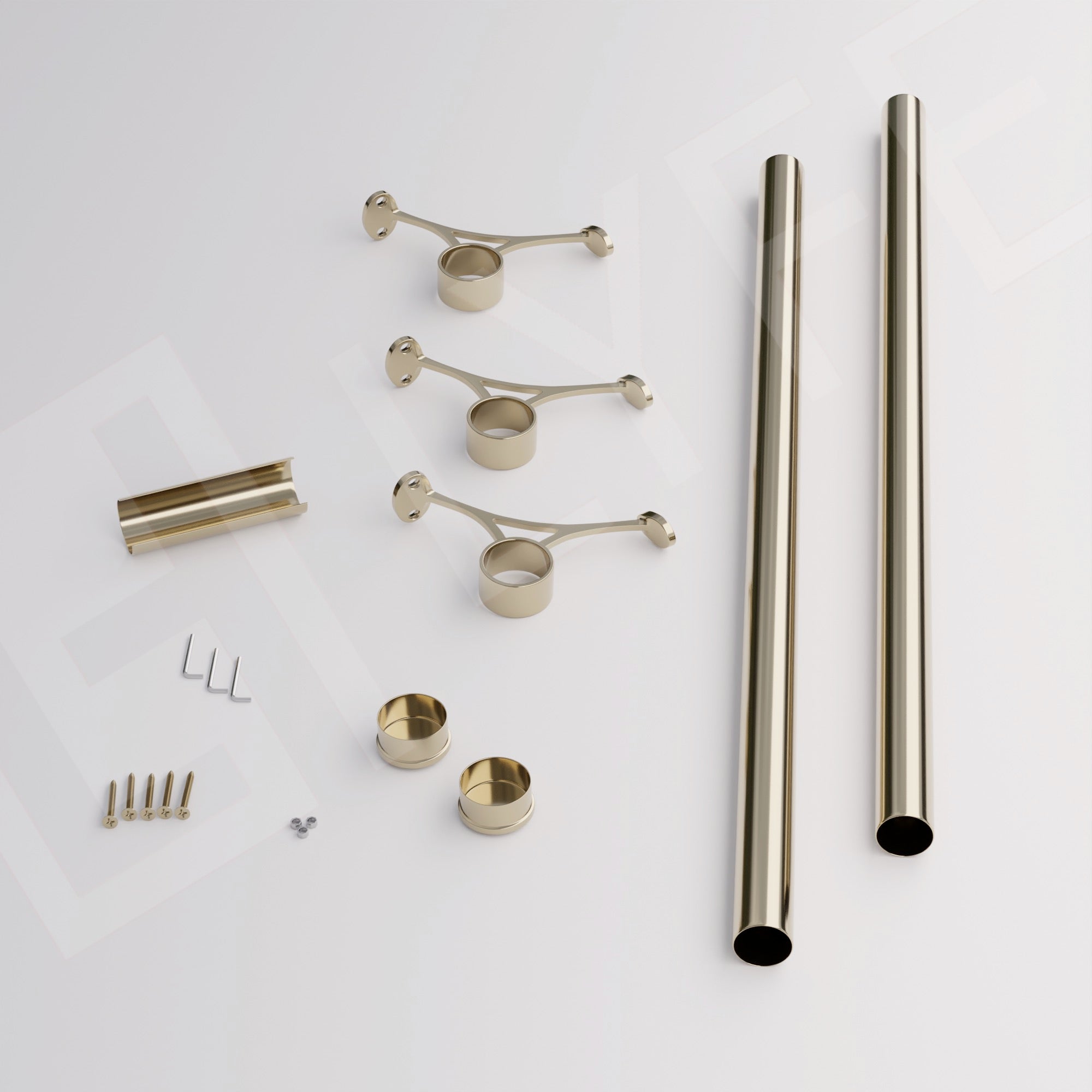 Custom Polished Brass Bar Foot Rail Kit