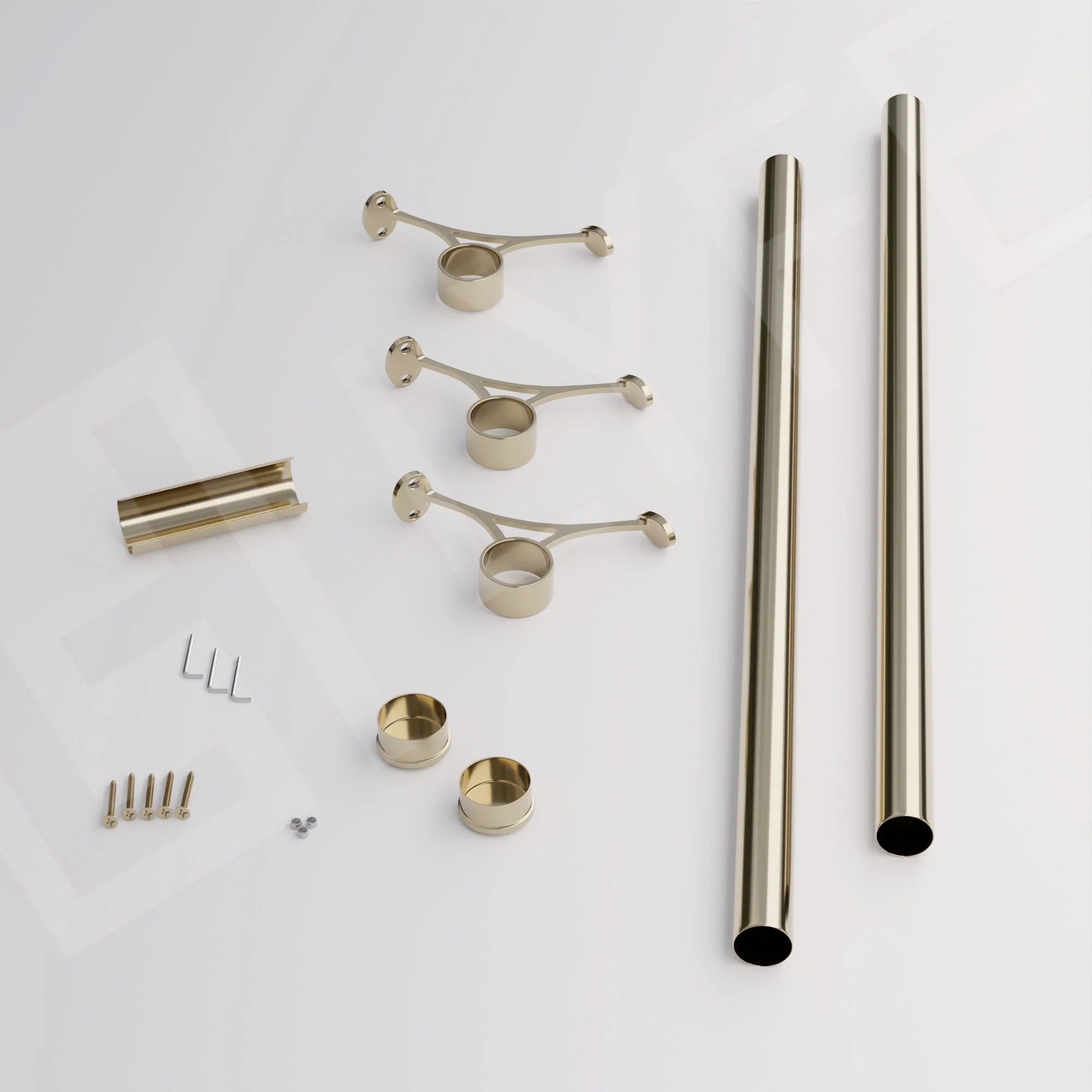 Custom Satin Brass Bar Foot Rail Kit
