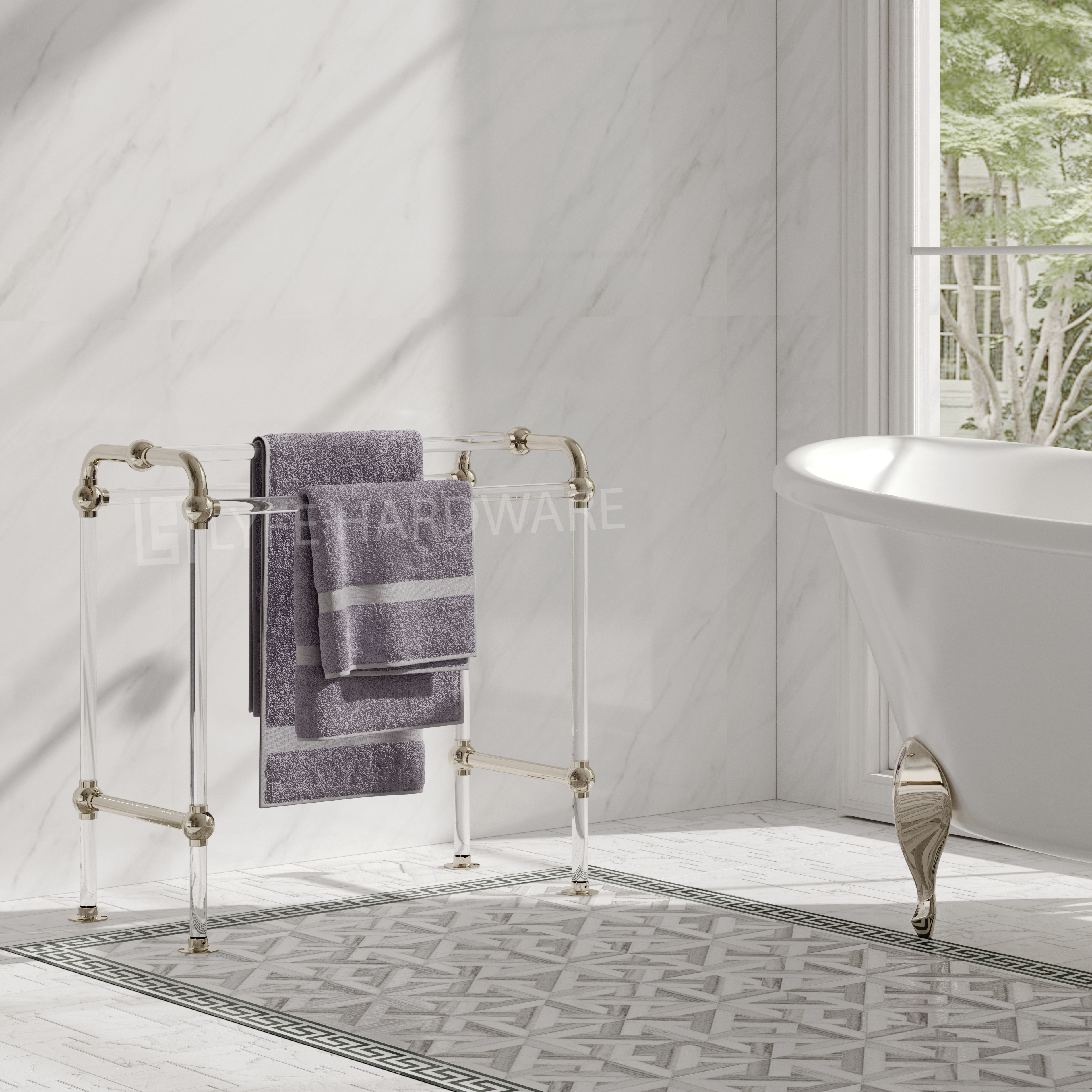 Acrylic Lucite Standing Towel Rack
