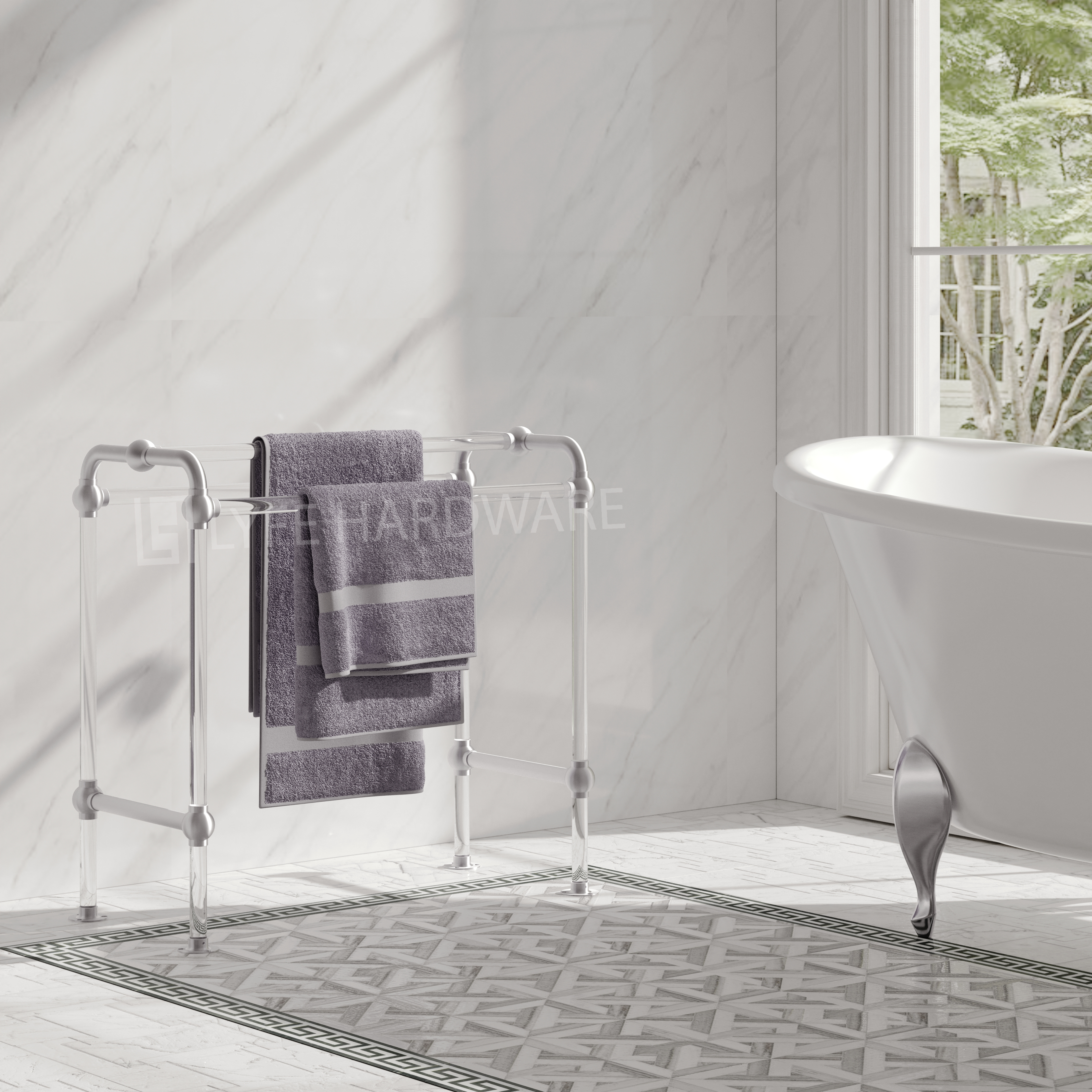 Acrylic Lucite Standing Towel Rack