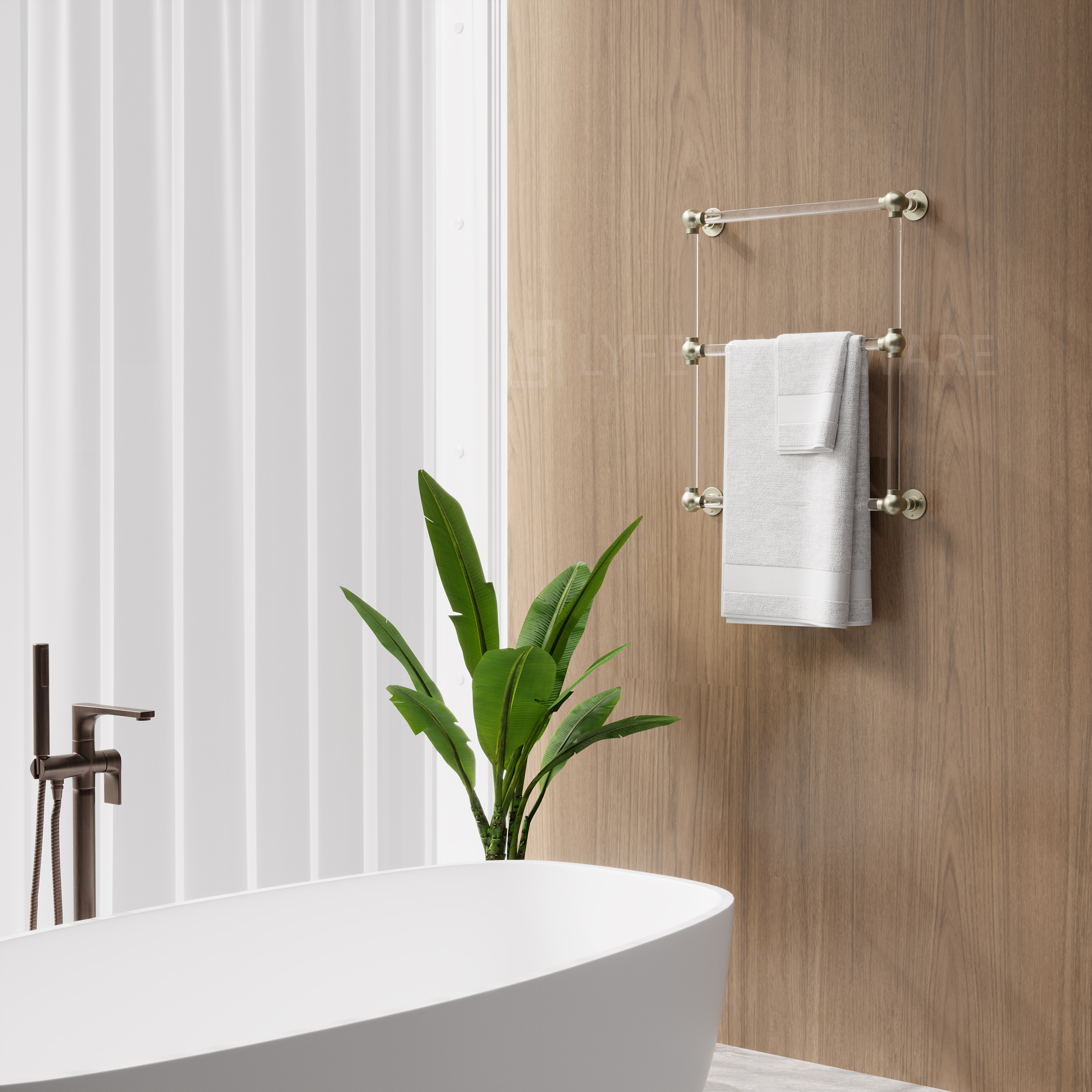 Acrylic Lucite Three Bar Bathroom Towel Rack