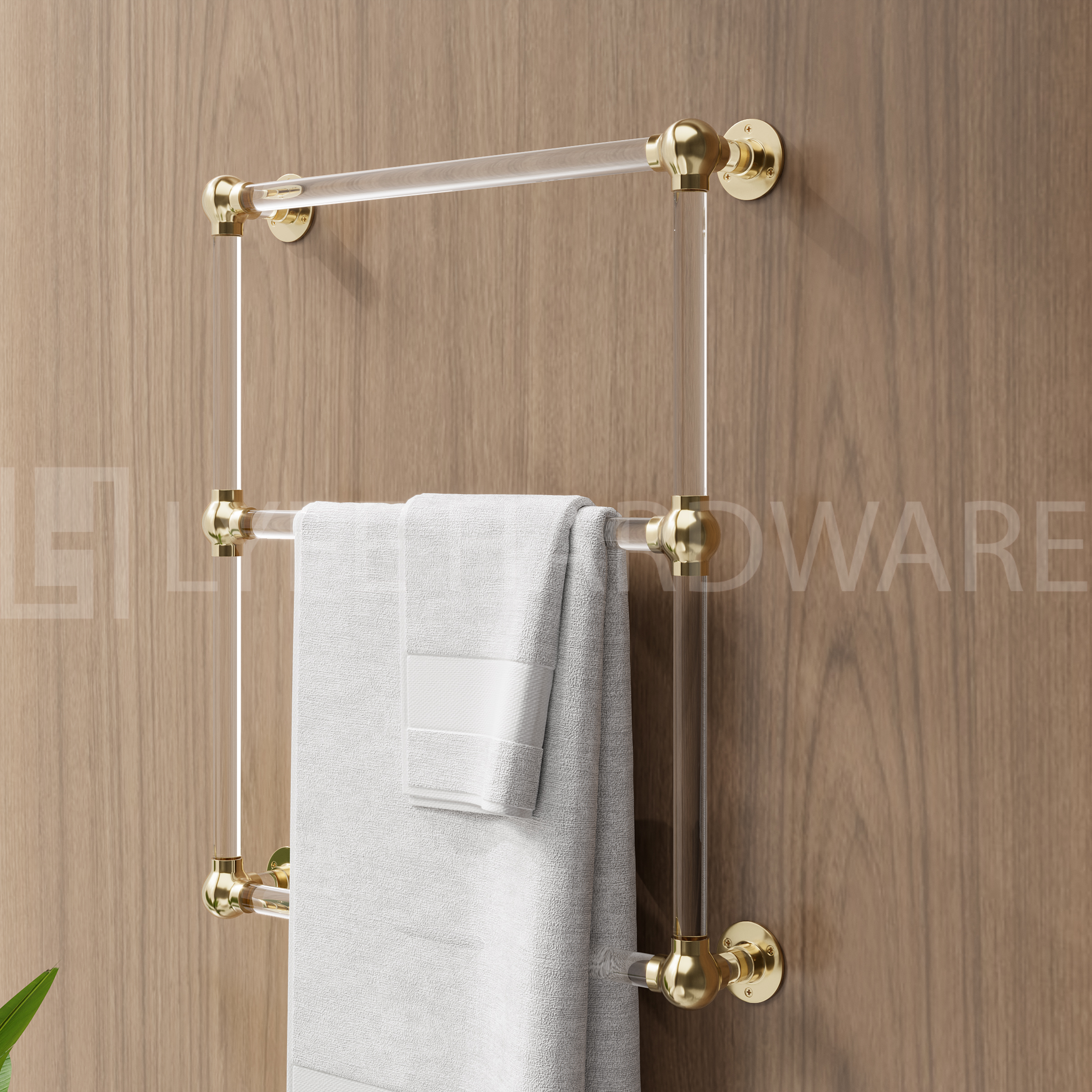 Acrylic Lucite Three Bar Bathroom Towel Rack