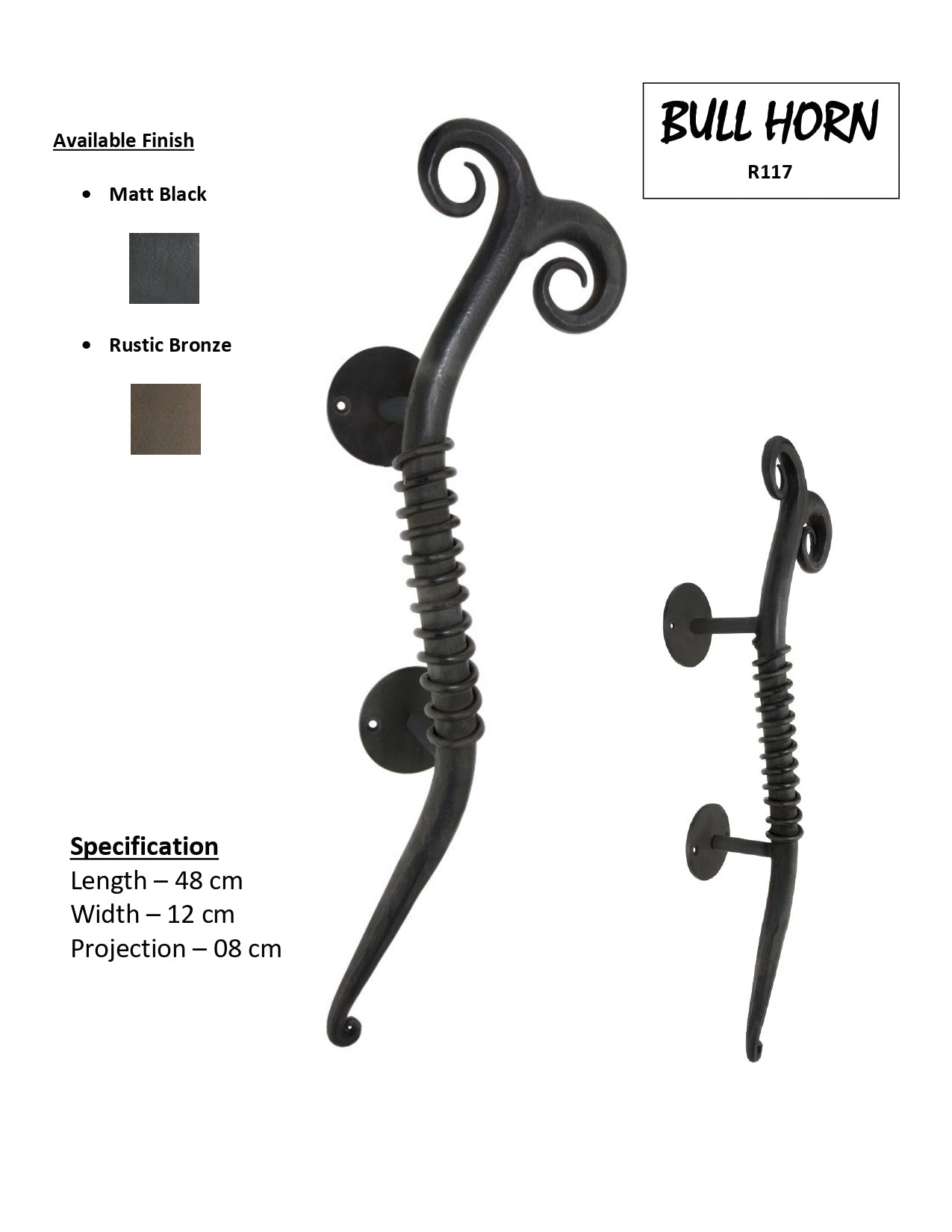 Bull Horn- Iron Door Pull Handle