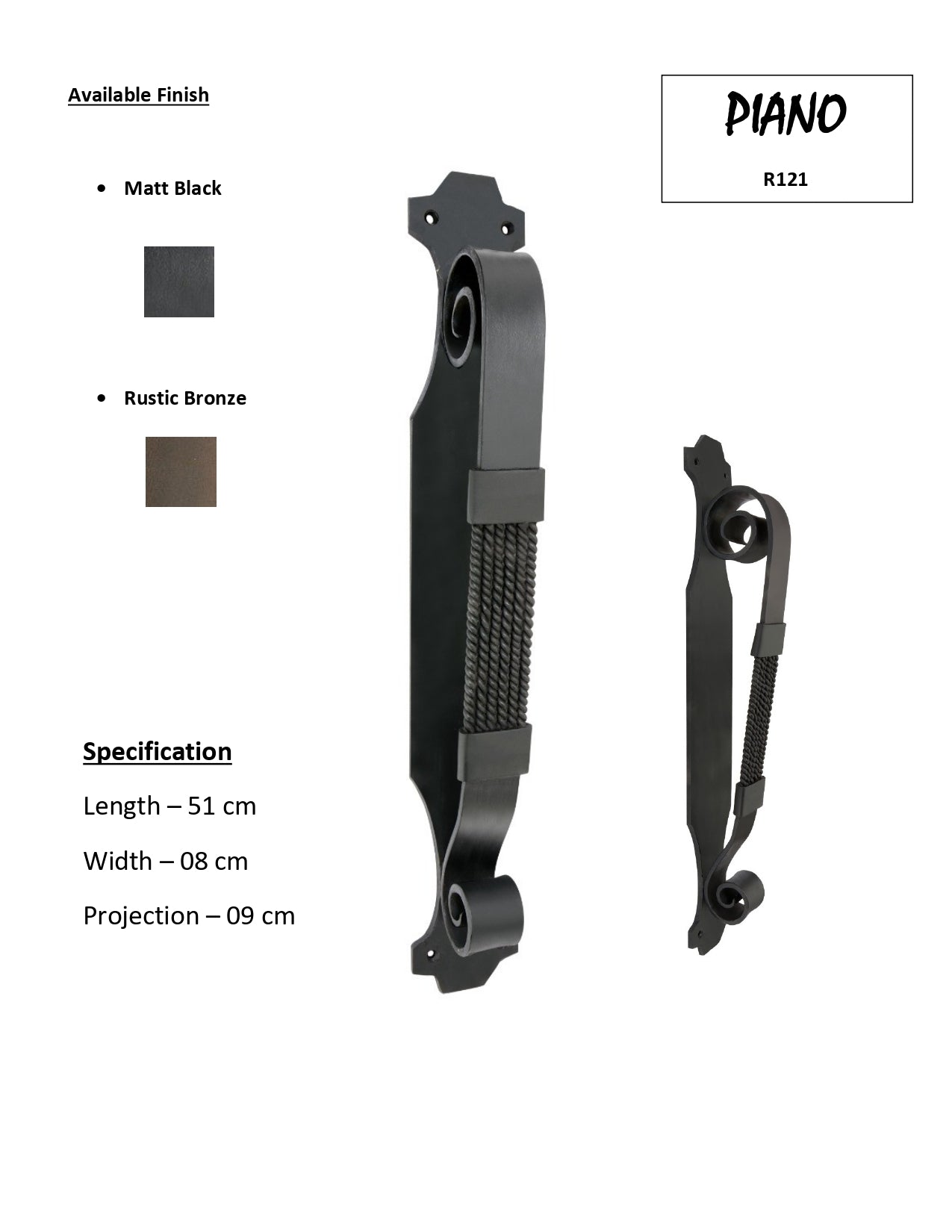 Piano- Iron Door Pull Handle