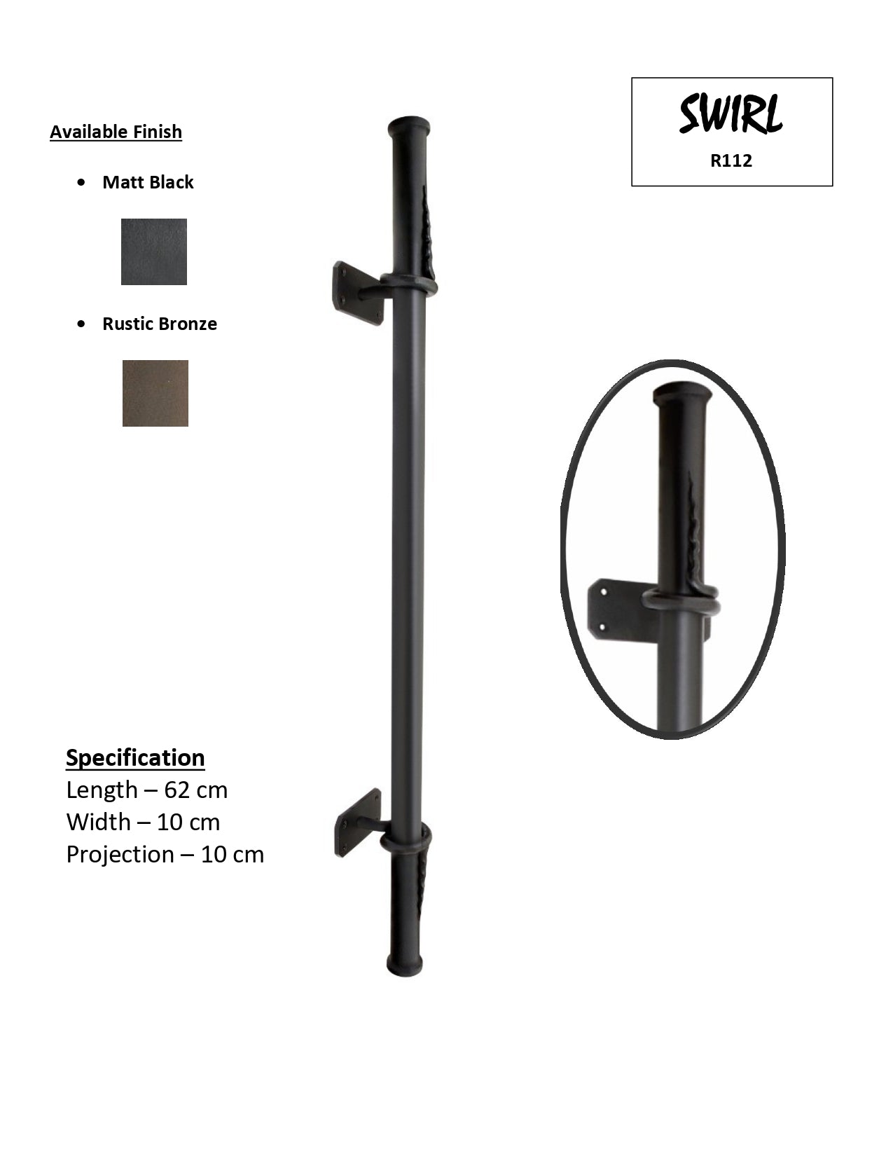 Swirl- Iron Door Pull Handle