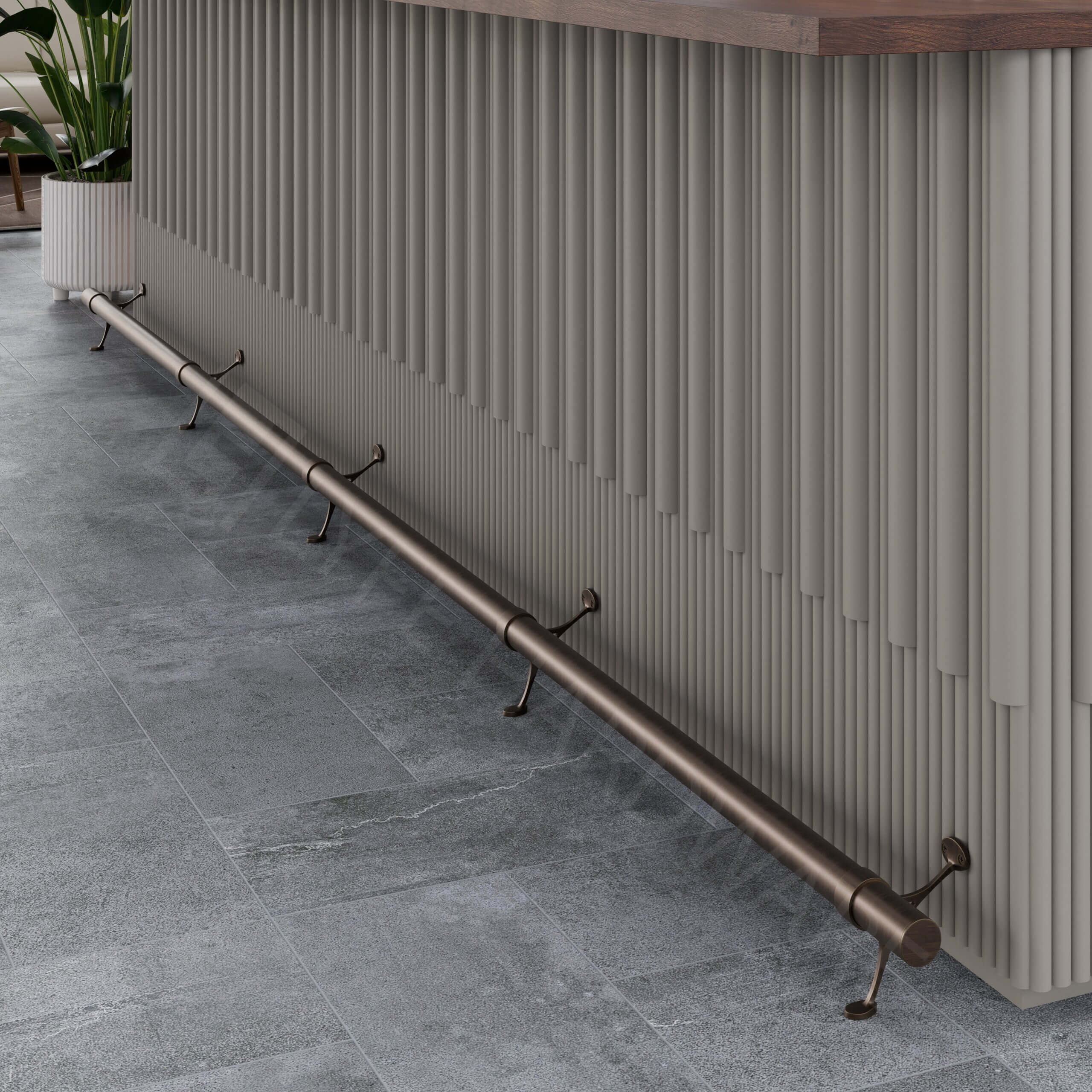 Custom Antique Bronze Bar Foot Rail Kit