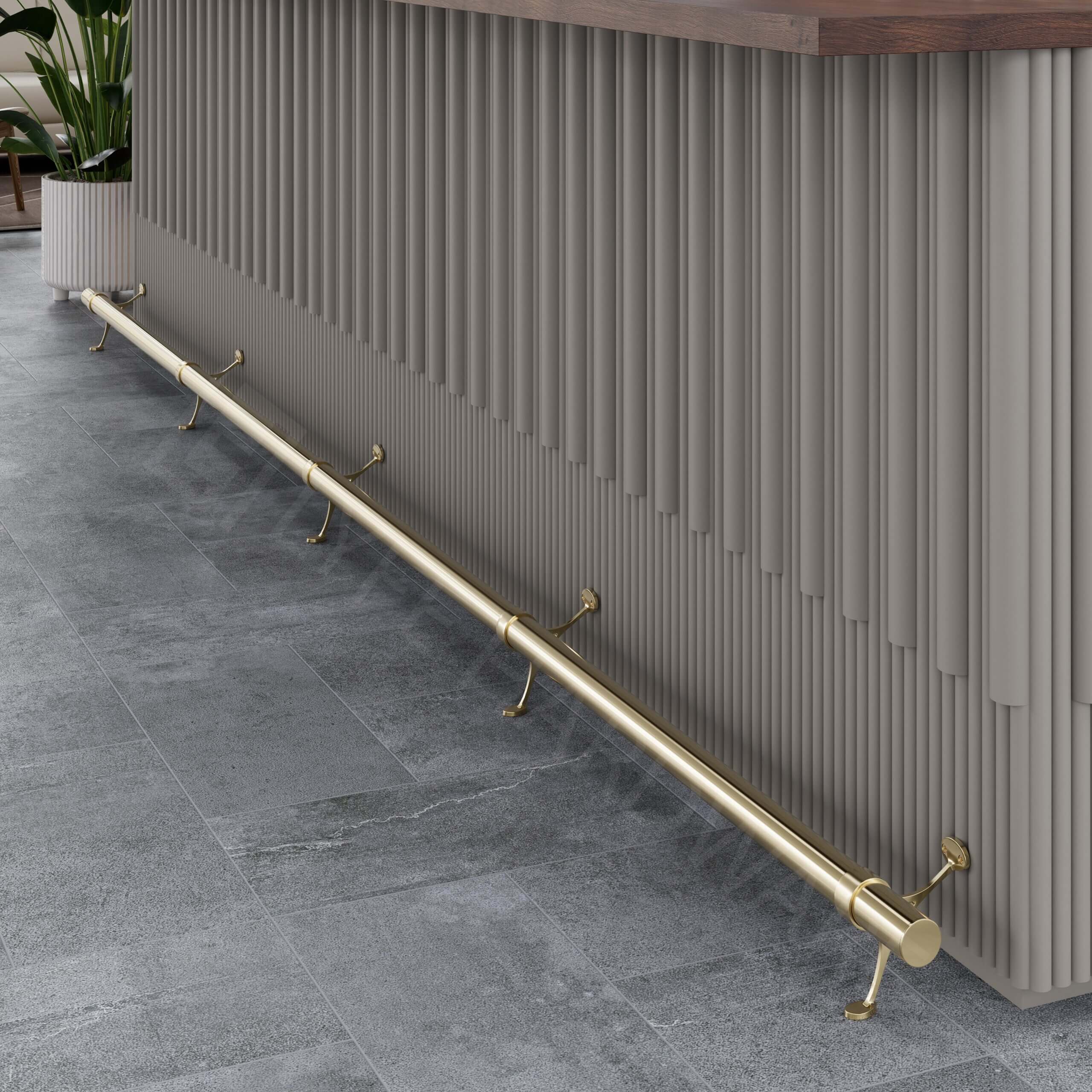 Custom Polished Brass Bar Foot Rail Kit