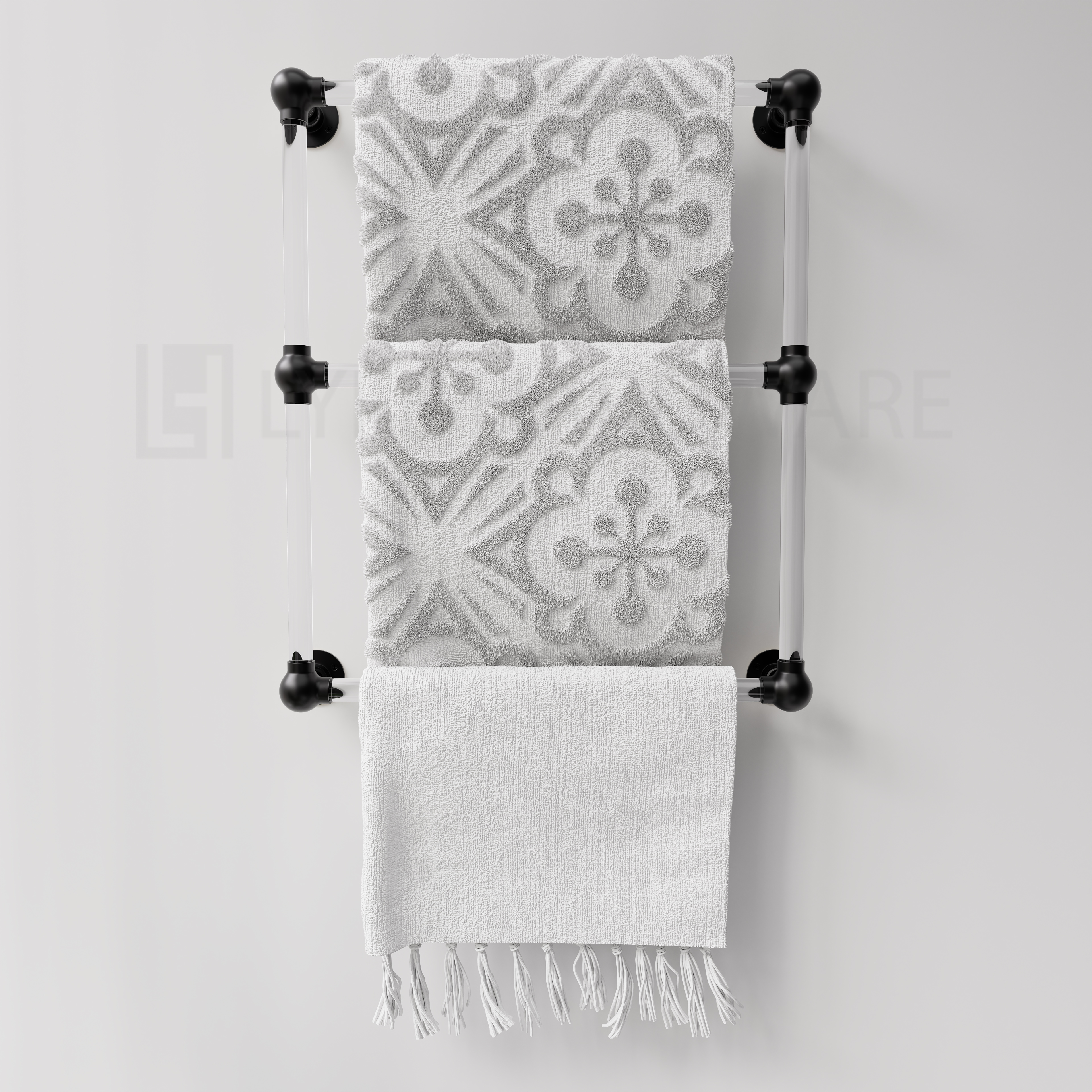 Acrylic Lucite Three Bar Bathroom Towel Rack