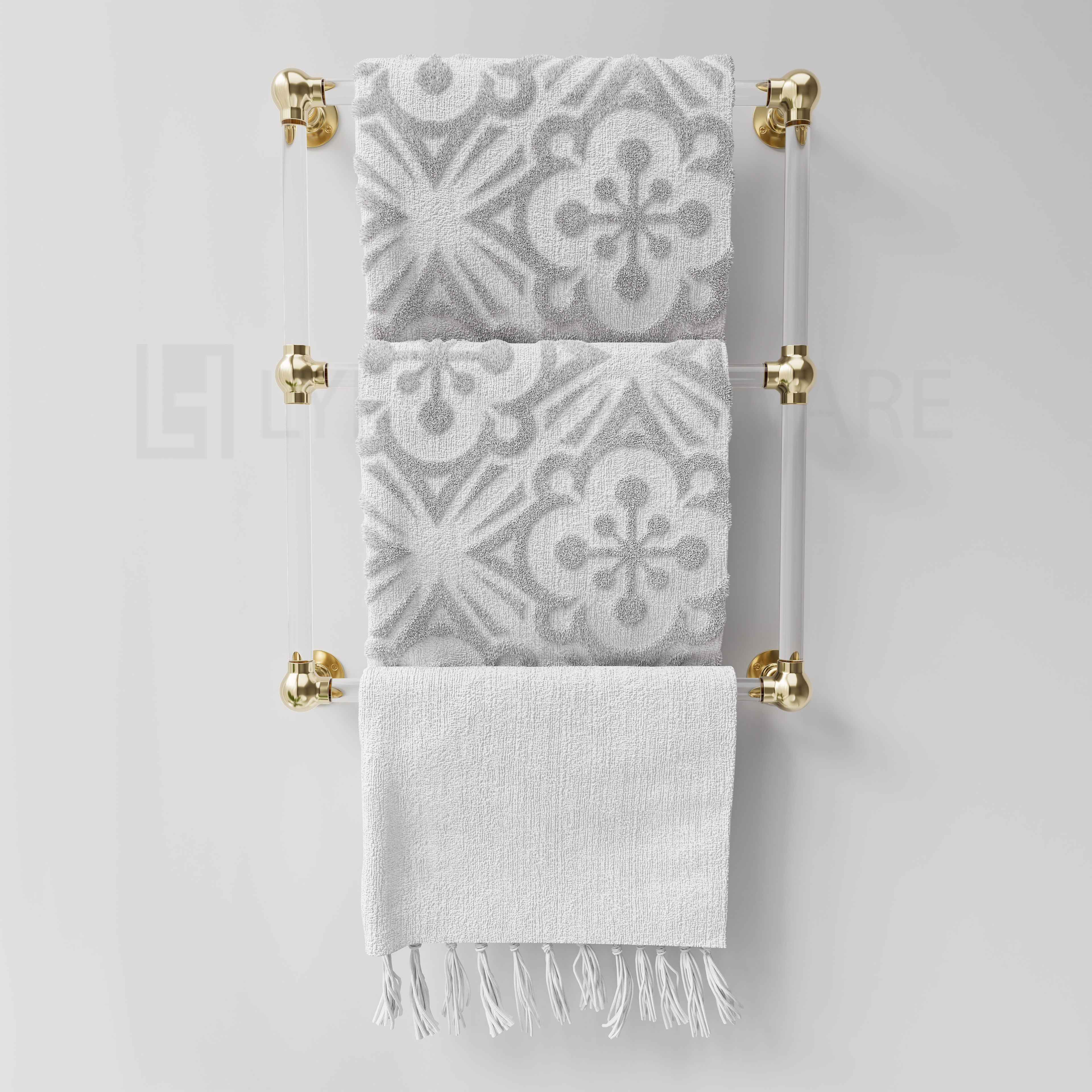 Acrylic Lucite Three Bar Bathroom Towel Rack