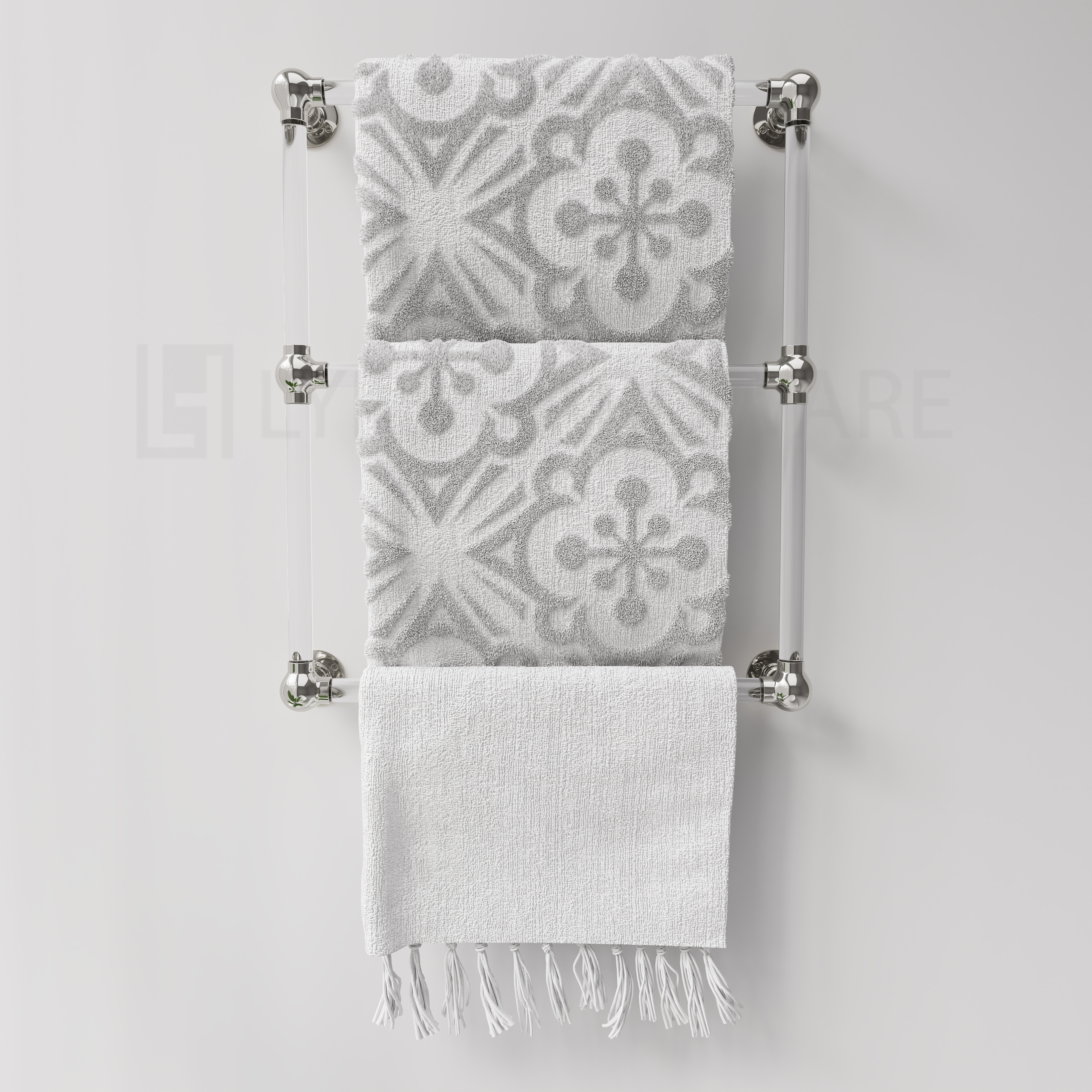 Acrylic Lucite Three Bar Bathroom Towel Rack