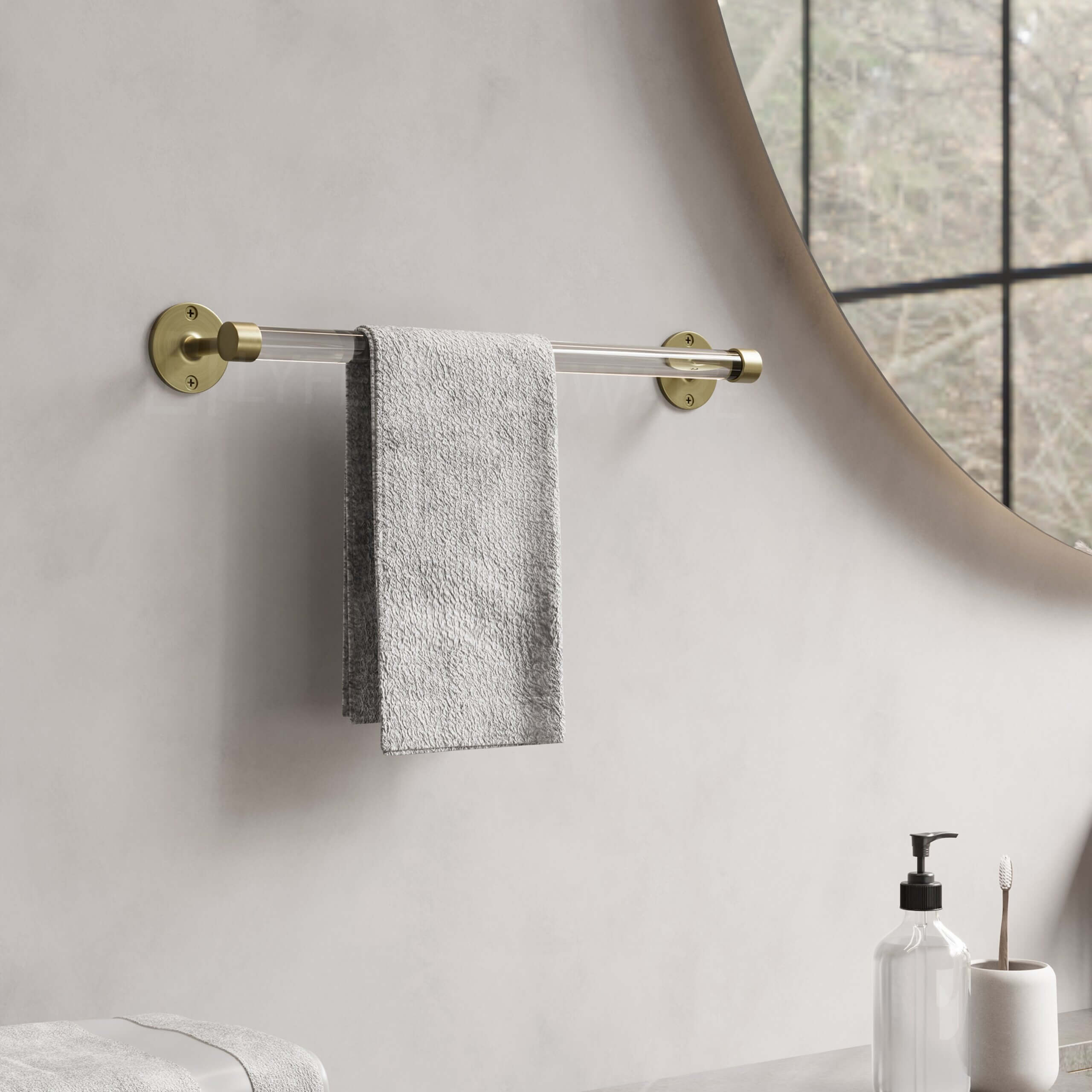 Deco End Acrylic Towel Bar