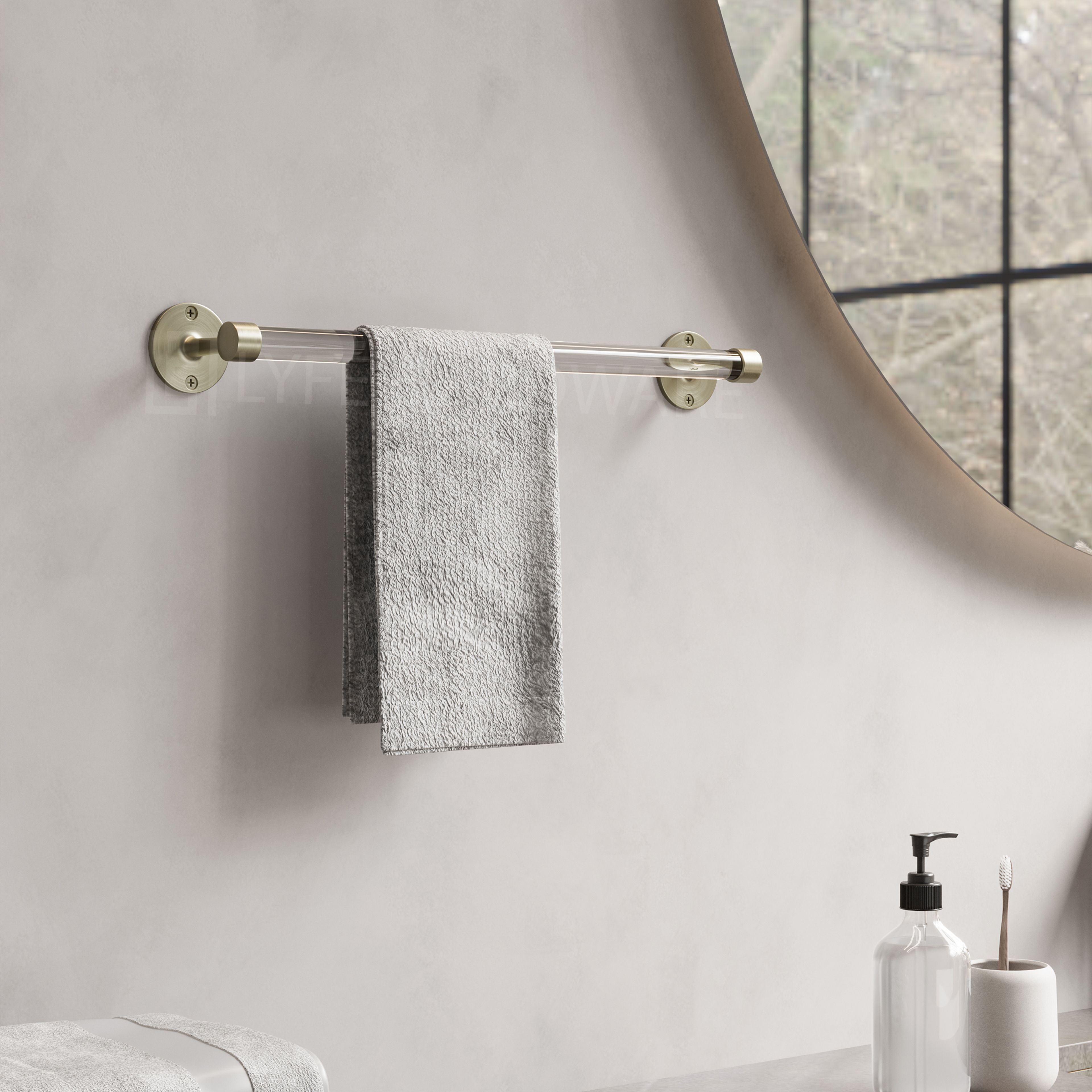 Deco End Acrylic Towel Bar