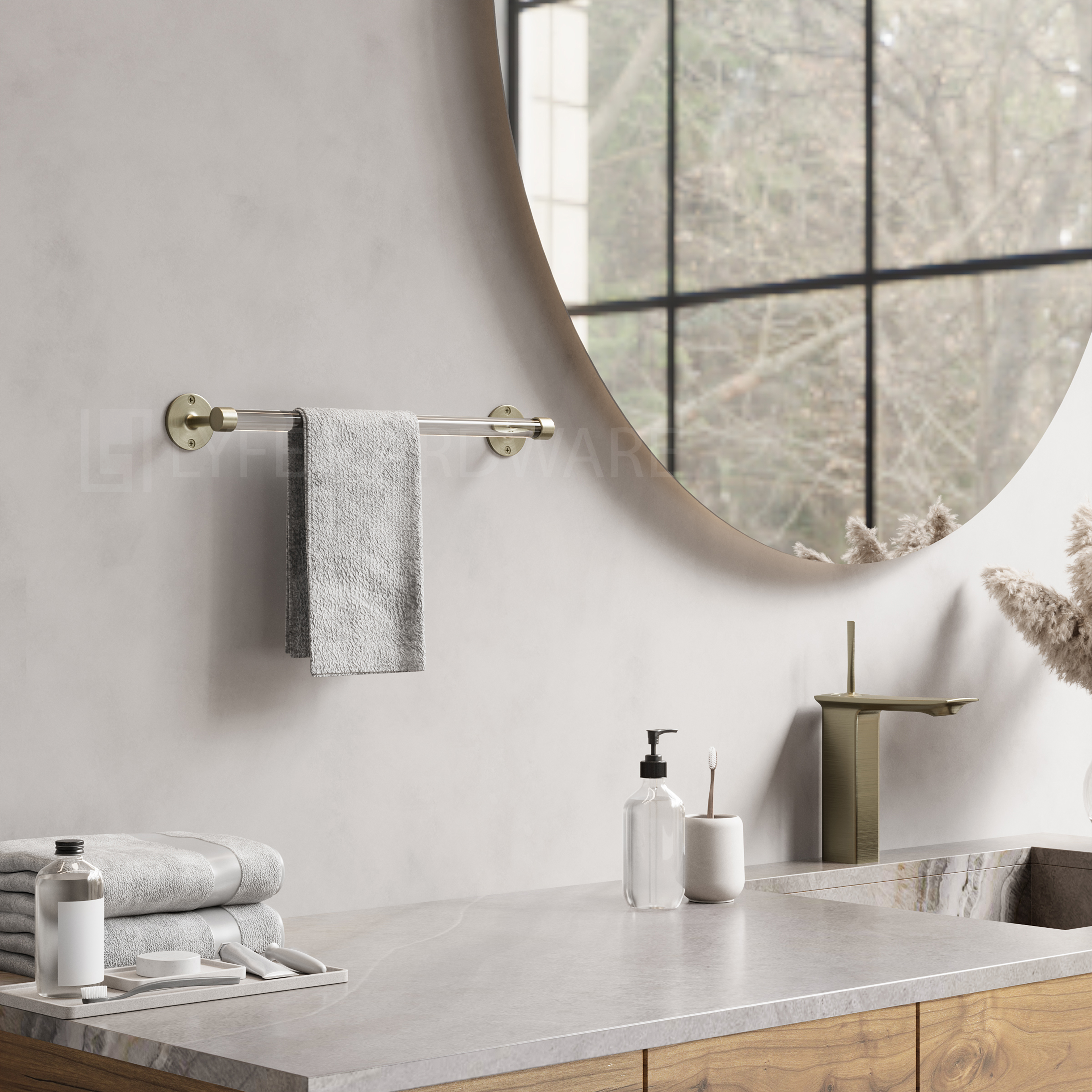 Deco End Acrylic Towel Bar