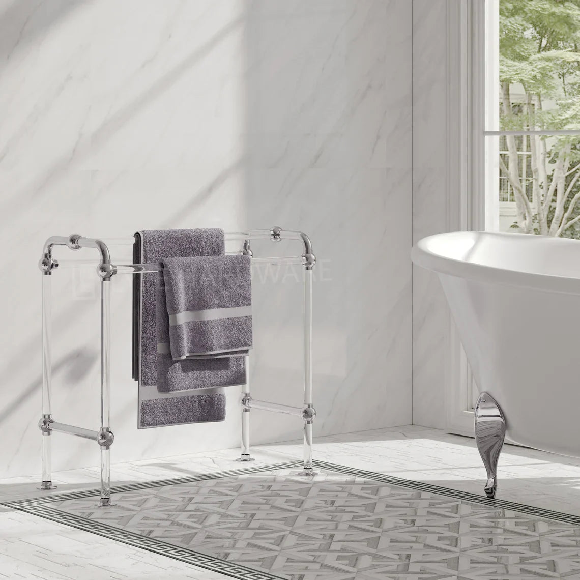 Acrylic Lucite Standing Towel Rack