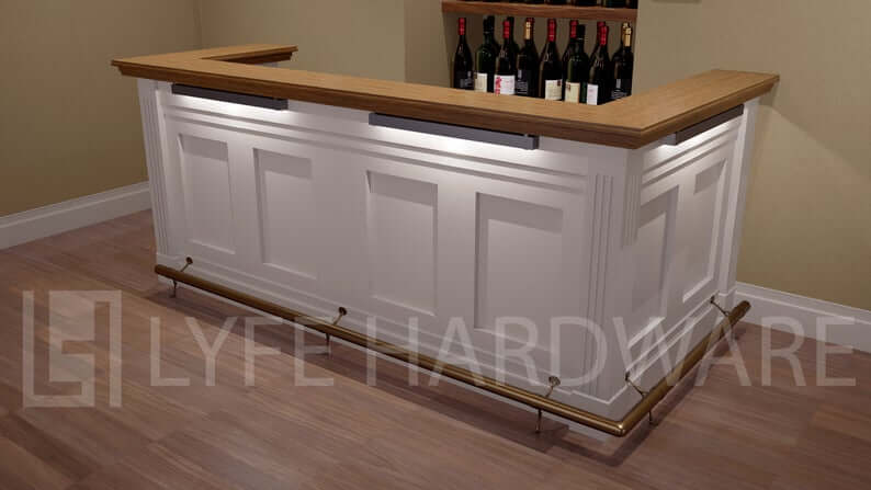 Custom Antique Brass Bar Foot Rail Kit