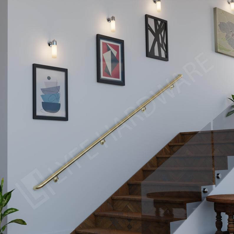 Custom Polished Brass Handrail Kit (with Wall Returns)