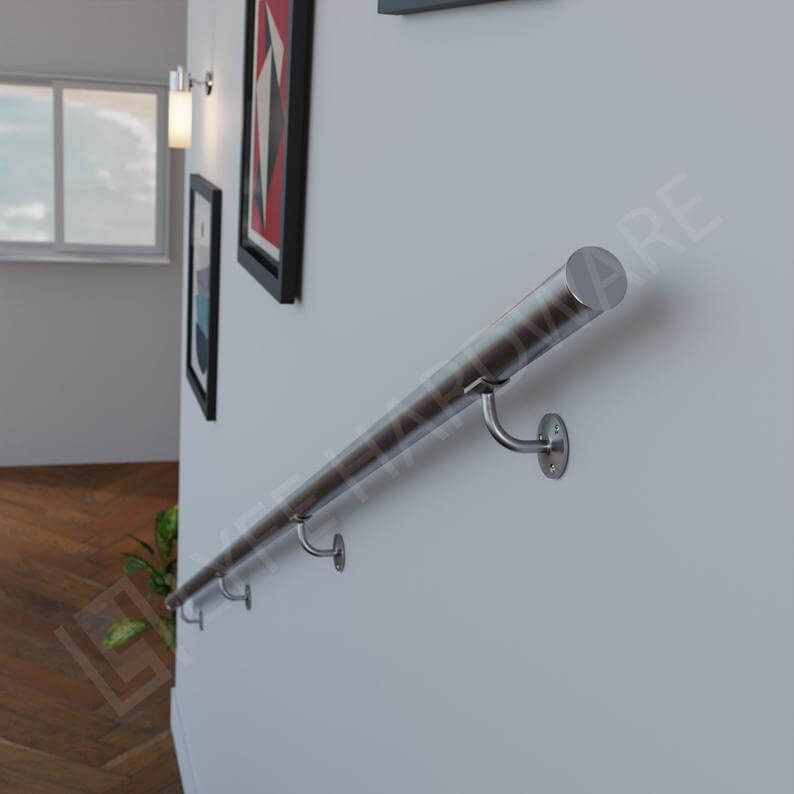Custom Brushed Stainless Steel Handrail Kit (with End Caps)